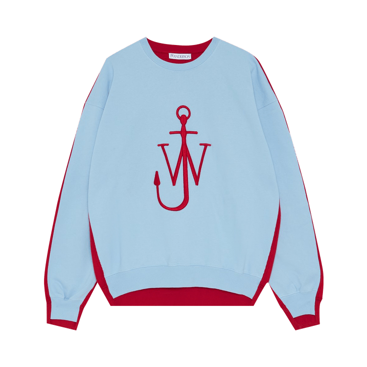 JW Anderson Deconstructed Fleece Back Sweatshirt "Red/Blue"