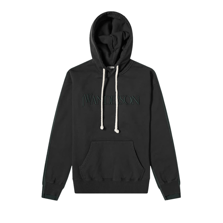 JW Anderson Deconstructed Fleece Back Hoodie "Black/Green"