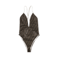 Fendi FF Logo One-Piece Swimsuit "Brown/Silver"