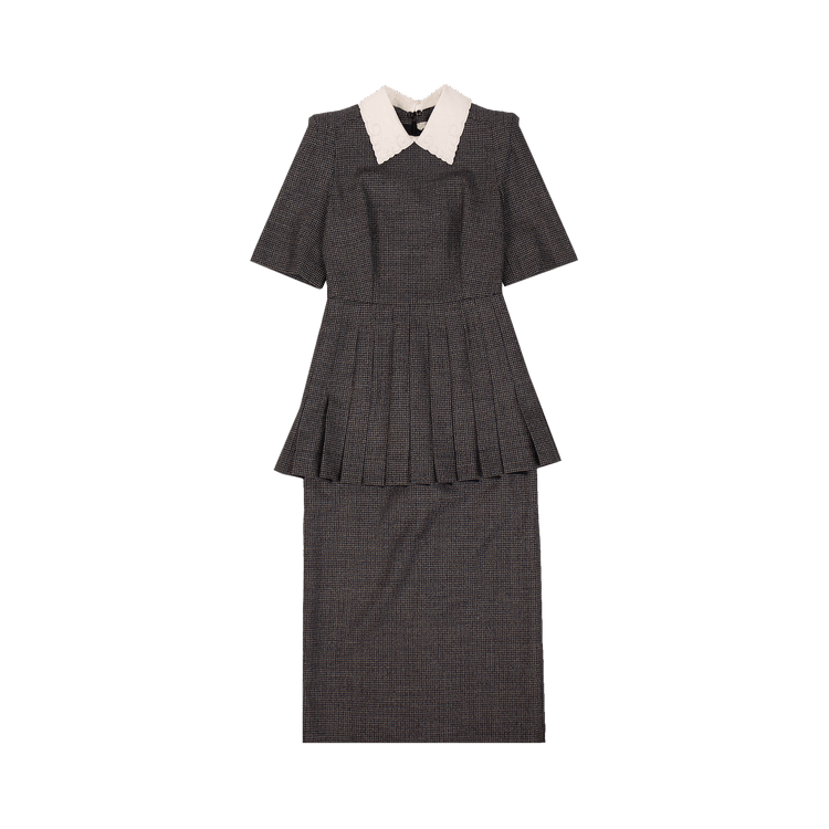 Fendi Micro Check Pleated Midi Dress "Grey"
