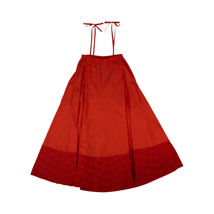 Fendi Floral Embroidered Sleeveless Dress "Orange"