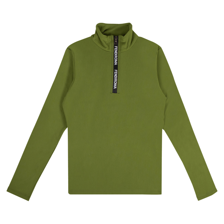 Fendi Quarter Zip Workout Top "Green"