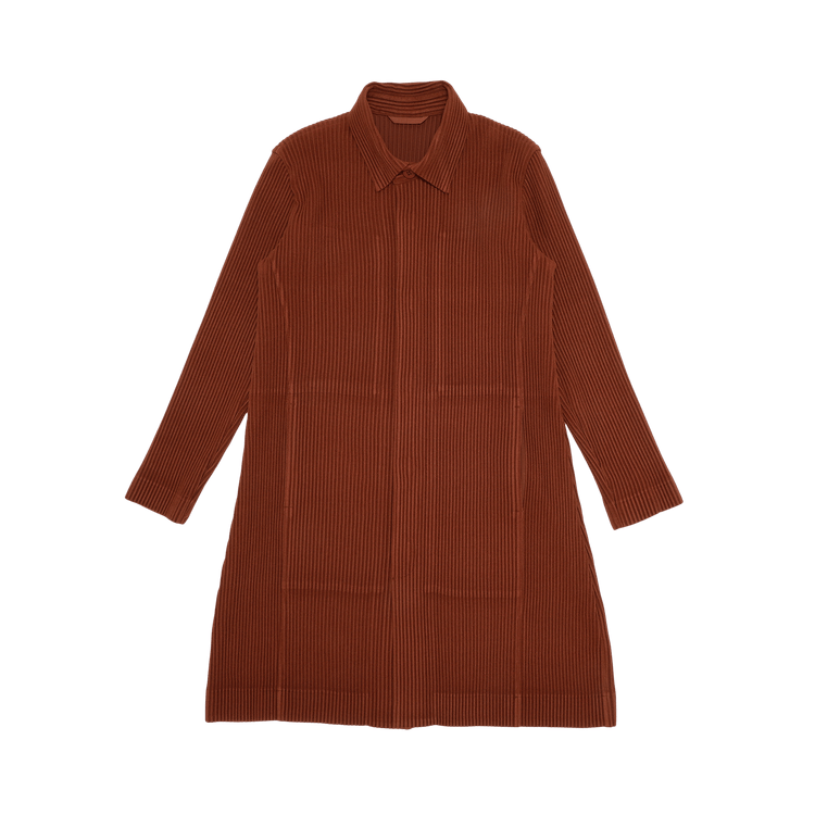 Homme Plissé Issey Miyake Basic Pleated Trench Coat "Burnt Sienna"