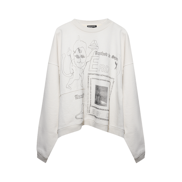 Enfants Riches Déprimés Hanuman Paneled Crewneck "Ivory"