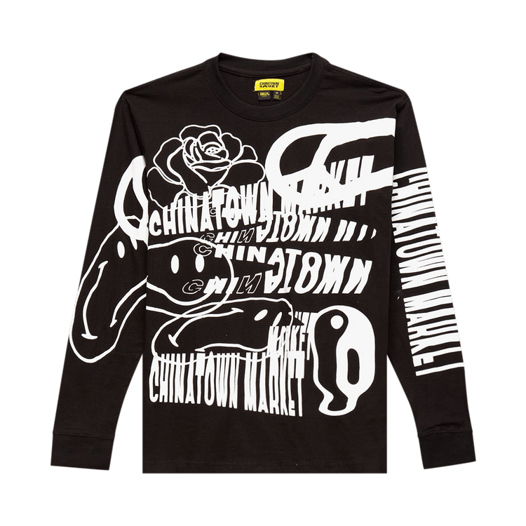 Chinatown Market Smiley Warp Long-Sleeve Tee "Black"