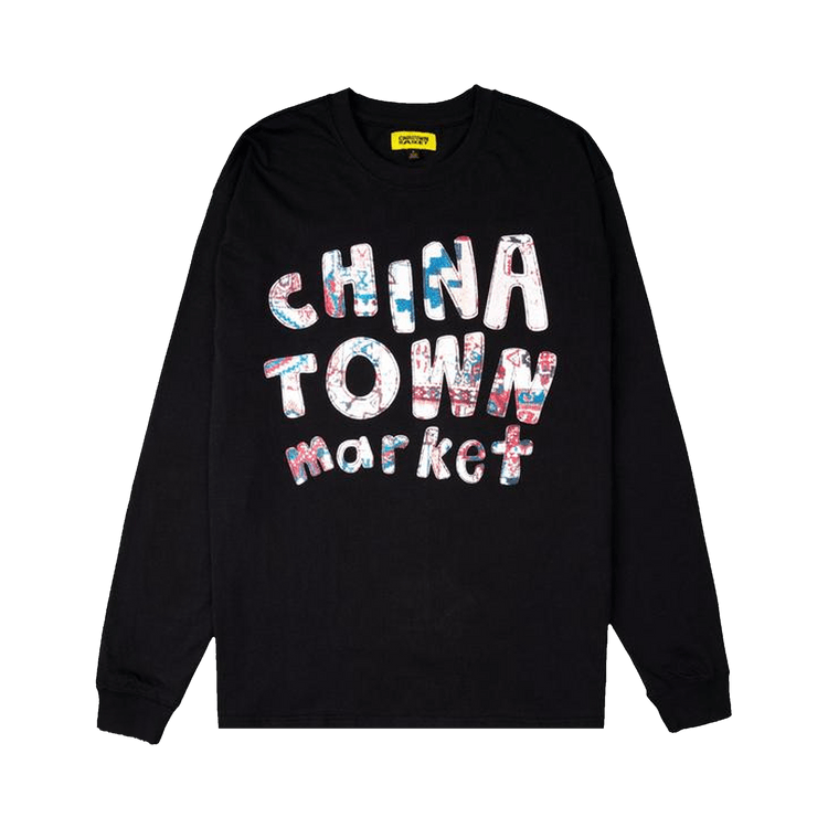 Chinatown Market Patchwork Long-Sleeve Tee "Black"