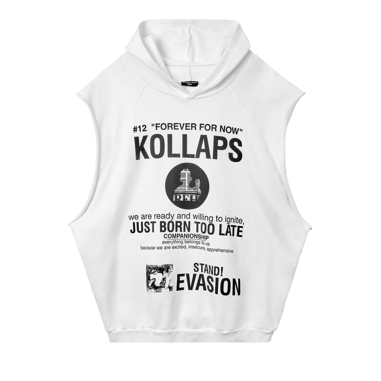 Raf Simons Redux Oversized Sleeveless Hooded Sweater + Kollaps "White"