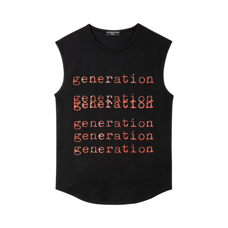Raf Simons Redux Sleeveless Slim Fit T-Shirt With Generation Print "Black"