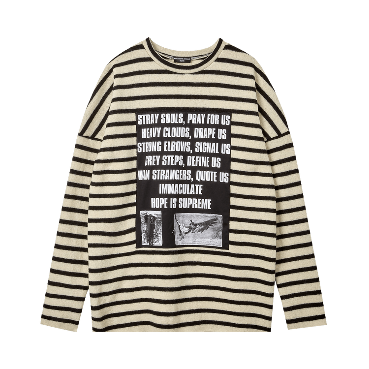 Raf Simons Redux Striped Sweater With Patches "Off White/Black"