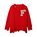 Raf Simons Redux Oversized Destroyed V-Neck Sweater "Red"