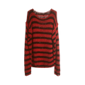 Raf Simons Redux Striped Open-Knit Cotton Sweater "Black/Red"