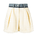 Sacai Tweed And Denim Shorts "Light Blue/Off White"