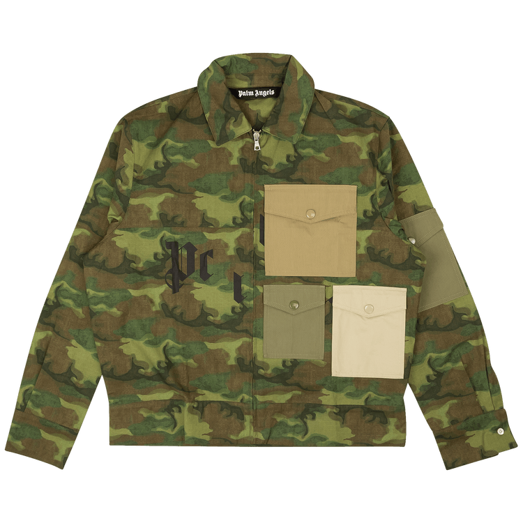 Palm Angels Camouflage Patch Pocket Shirt Jacket "Military Green"