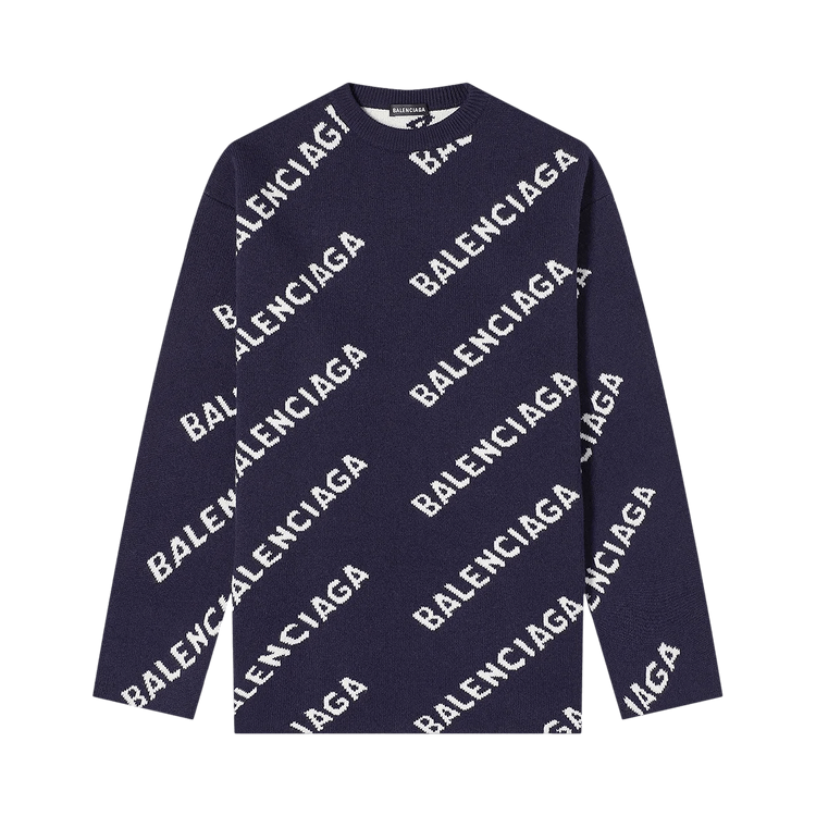 Balenciaga Allover Logo Crewneck "Black/White"