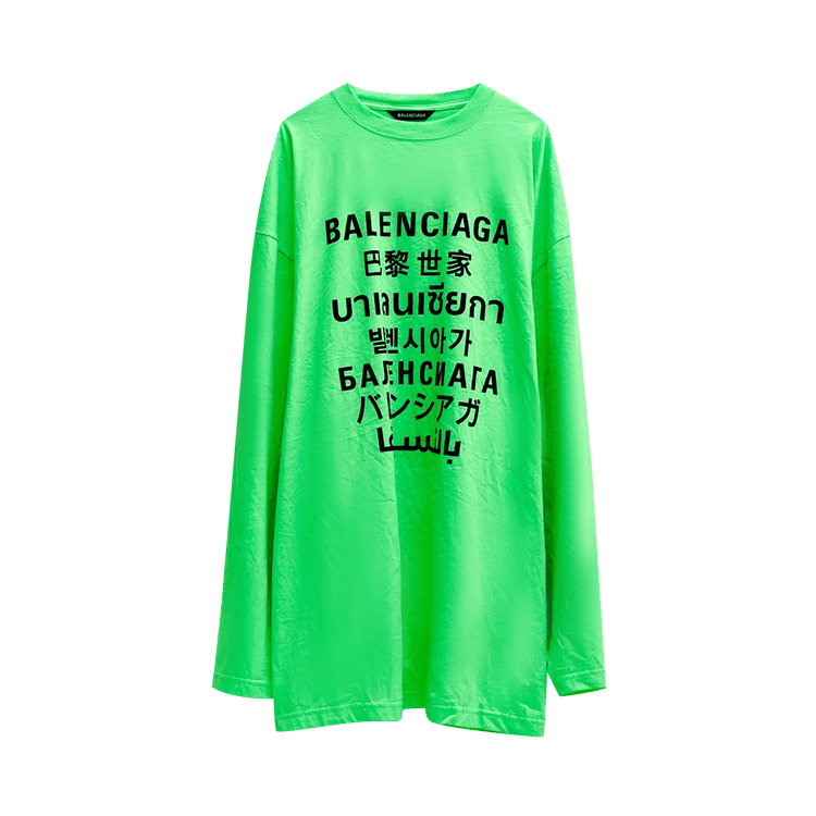 Balenciaga Languages Long-Sleeve T-Shirt "Fluo Green"