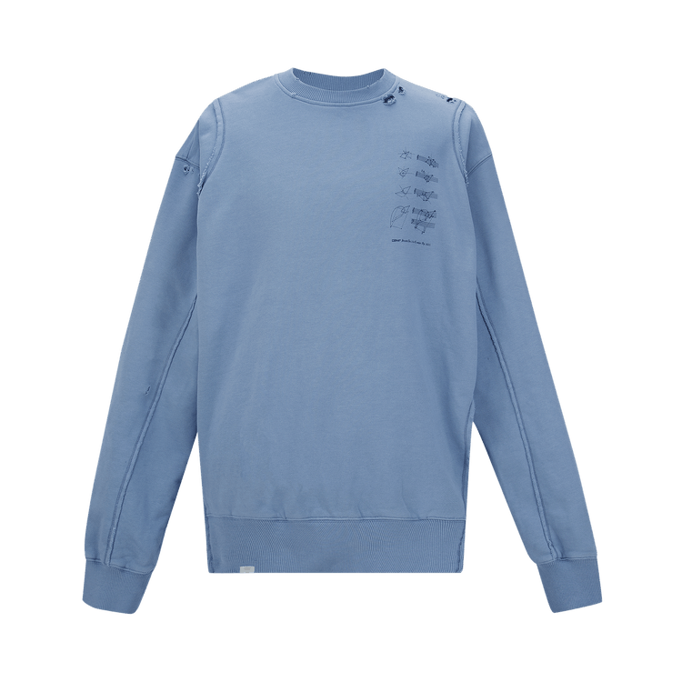 C2H4 My Own Private Planet Distressed Panelled Crewneck "Blue"