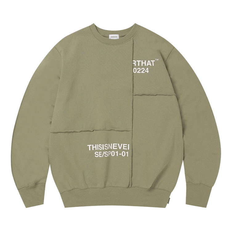 thisisneverthat CP-Paneled Crewneck "Light Olive"