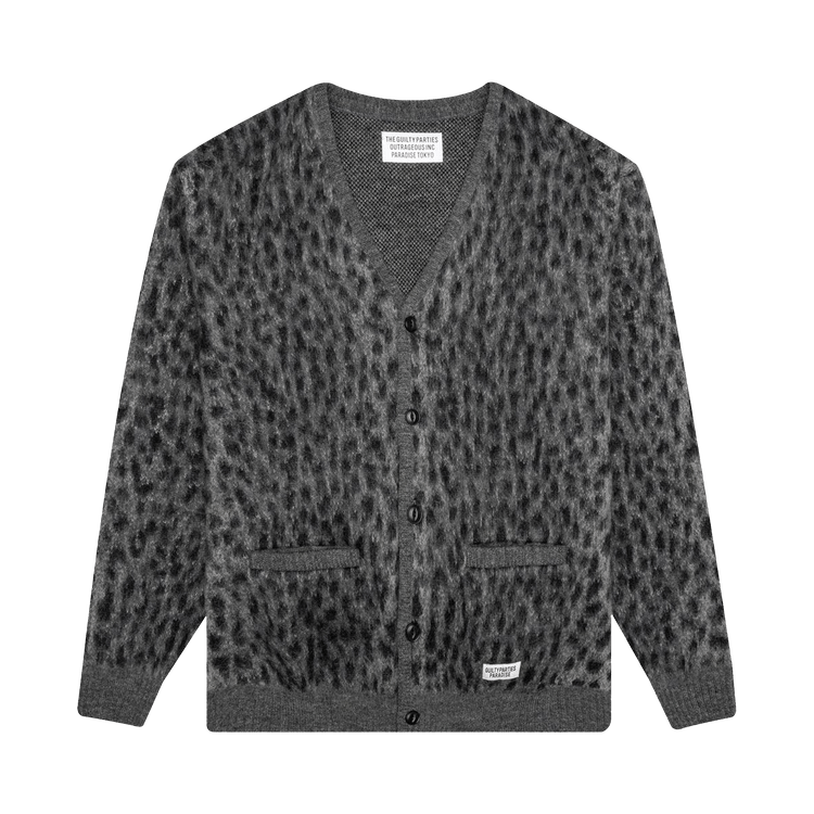 Wacko Maria Leopard Mohair Cardigan "Grey"