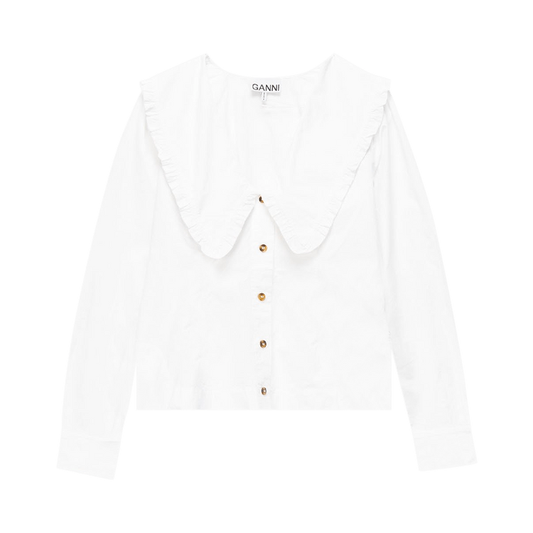 GANNI Cotton Poplin Shirt "Bright White"