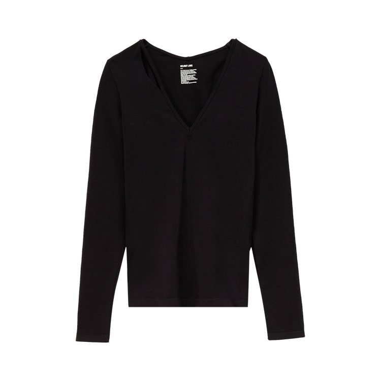 Helmut Lang Slash V-Neck Long-Sleeve Top "Black"