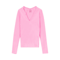 Helmut Lang Slash V-Neck Long-Sleeve Top "Disco Pink"