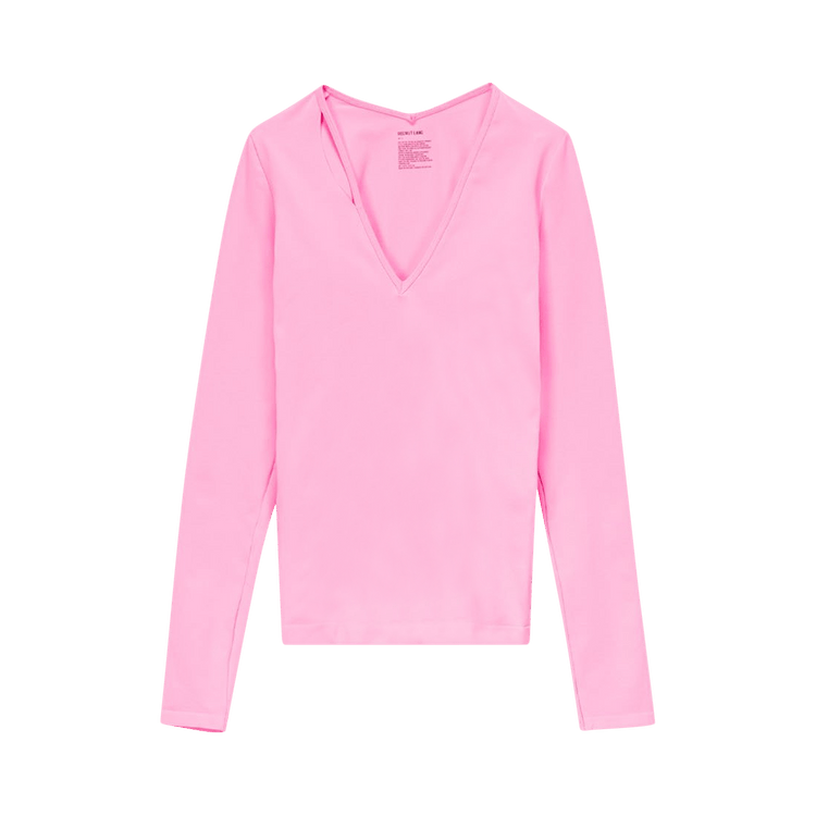 Helmut Lang Slash V-Neck Long-Sleeve Top "Disco Pink"