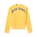 Palm Angels Vintage Wash Curved Logo Crew "Yellow/Navy"