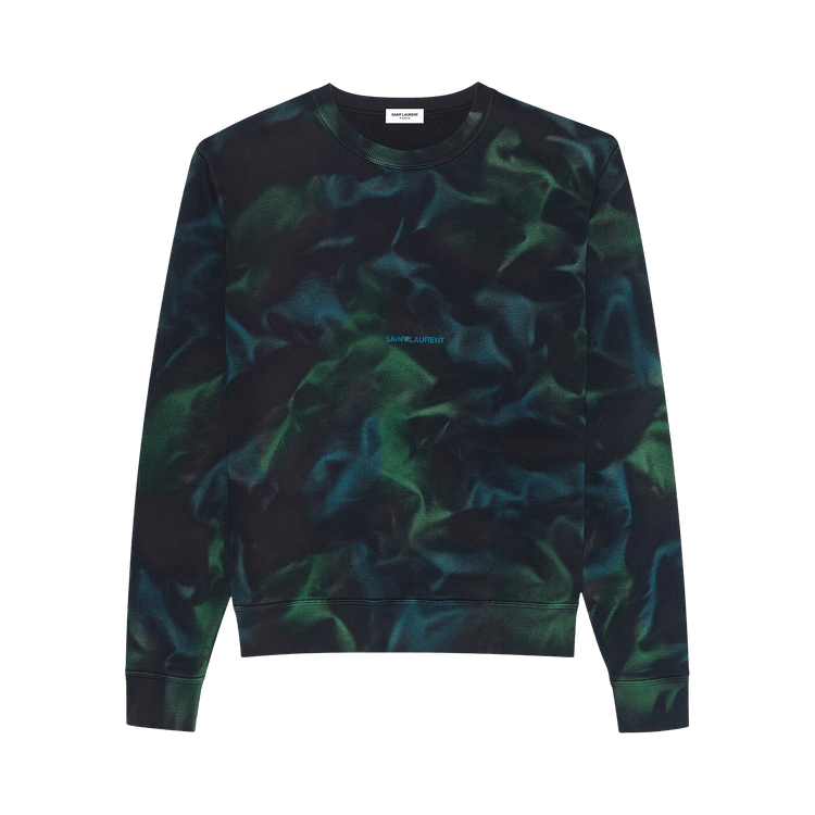 Saint Laurent Tie Dye Crewneck Sweatshirt "Black/Green"