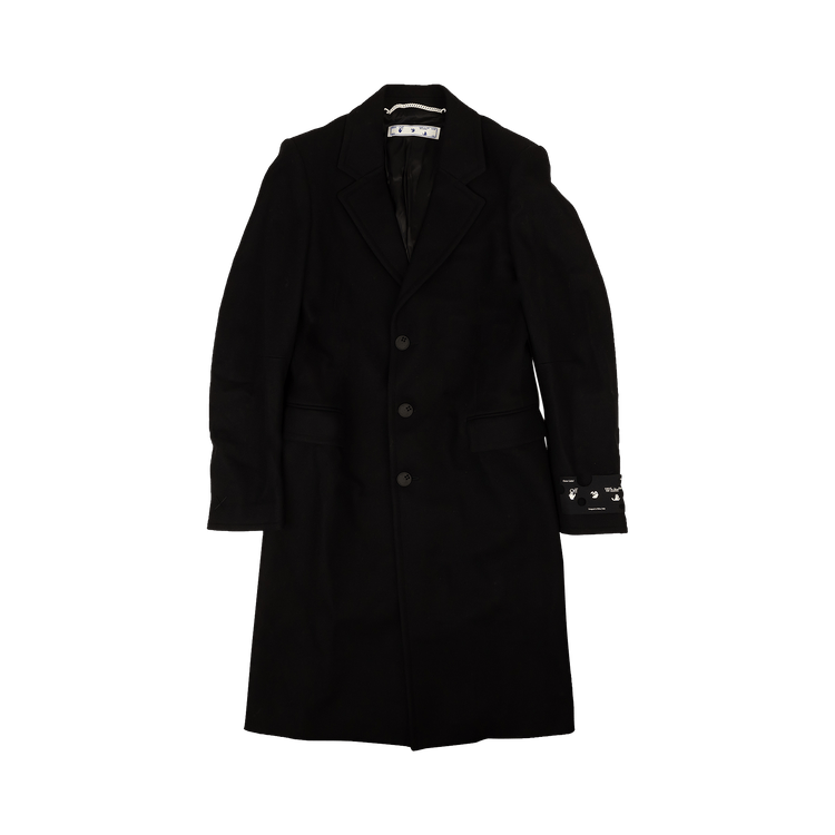 Off-White Logo Single Breasted Coat "Black/White"