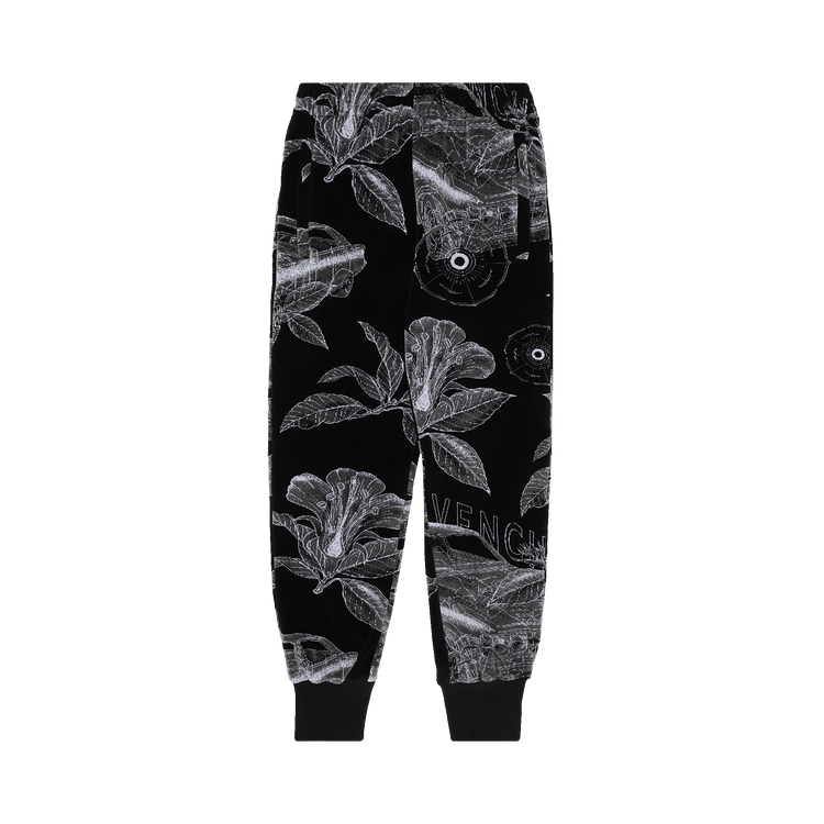 Givenchy Velvet Plant Print Trackpants "Black/White"