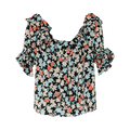 Saint Laurent Floral Print Off-The-Shoulder Blouse "Noir Multicolor"