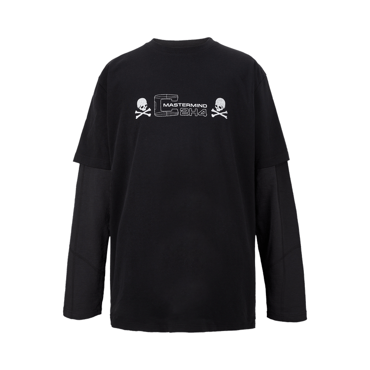 C2H4 x Mastermind Japan C-Mastermind Double Layer Glitter Powder Long-Sleeve T-Shirt "Black"