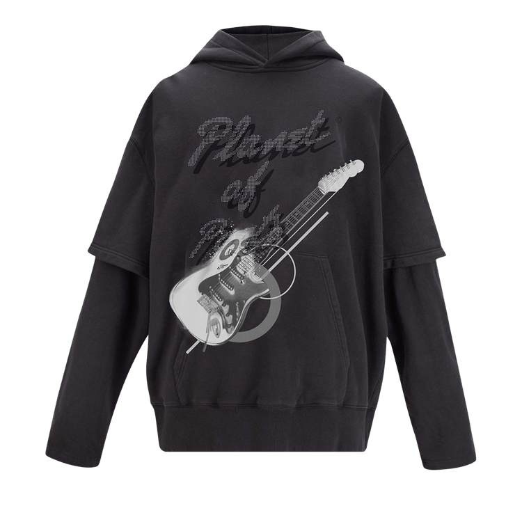 C2H4 Grunge Guitar Double Layer Hoodie "Graphite Gray"
