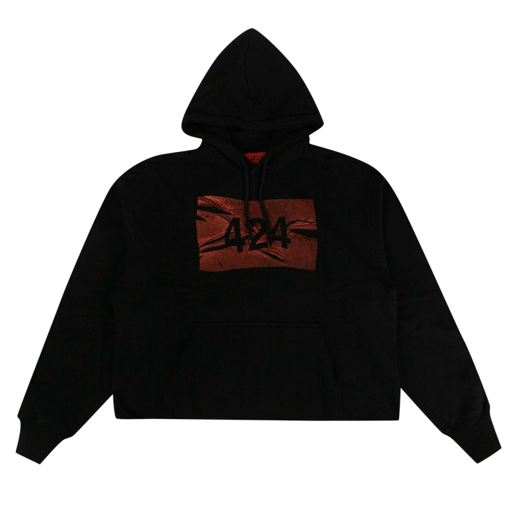 424 Cropped Logo Hooded Sweatshirt "Black"