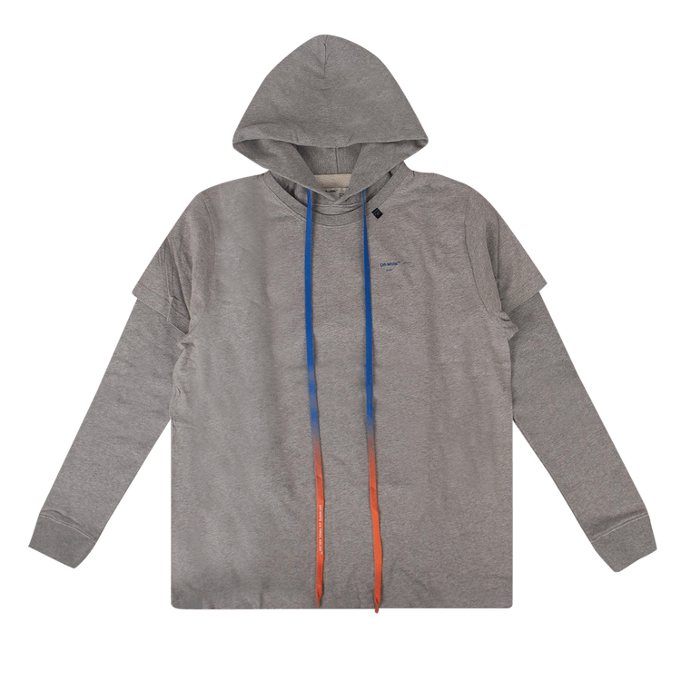 Off-White Oversized Logo Double Sleeve Hooded Sweatshirt "Grey"