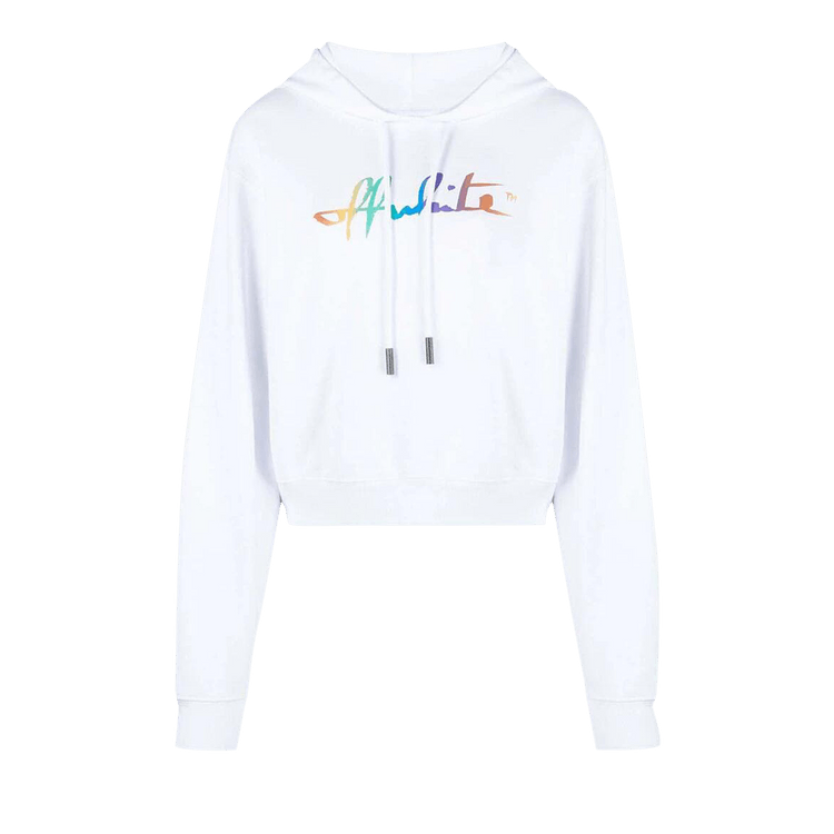 Off-White Rainbow Crop Hoodie "White/Multicolor"