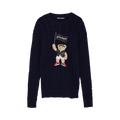Palm Angels Pirate Bear Cableknit Jumper "Navy Blue/White"