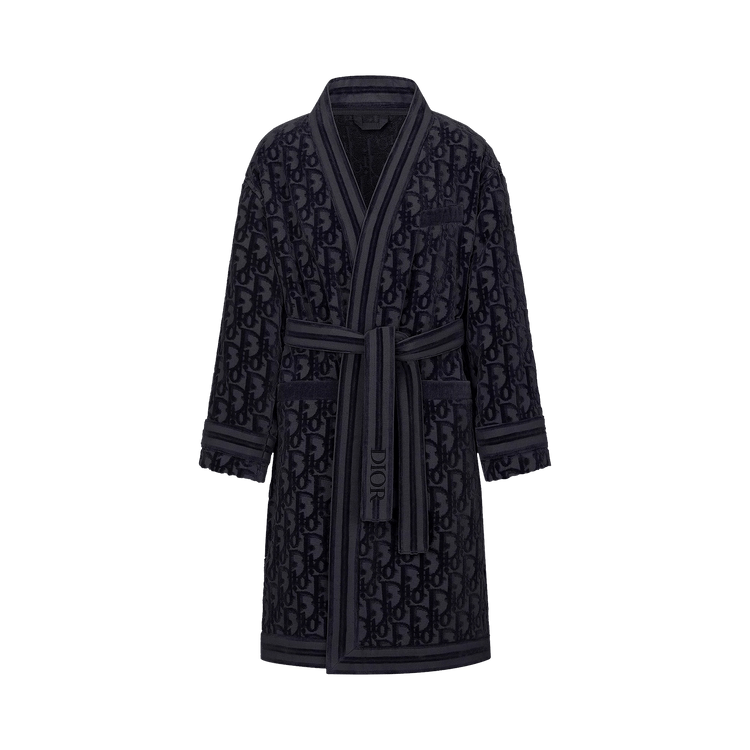 Dior All Over Oblique Terry Jacquard Bathrobe "Navy"