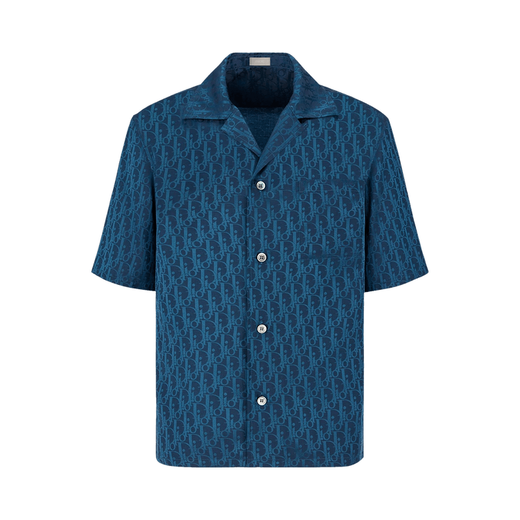 Dior Oblique Jacquard Short-Sleeve Shirt "Navy"