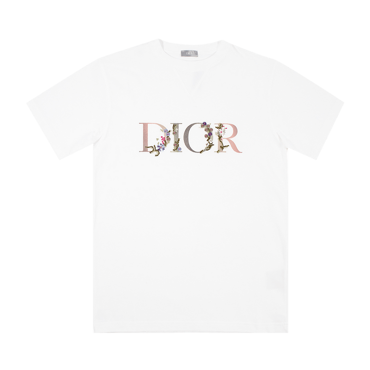 Dior Flowers Embroidered T-Shirt "White"