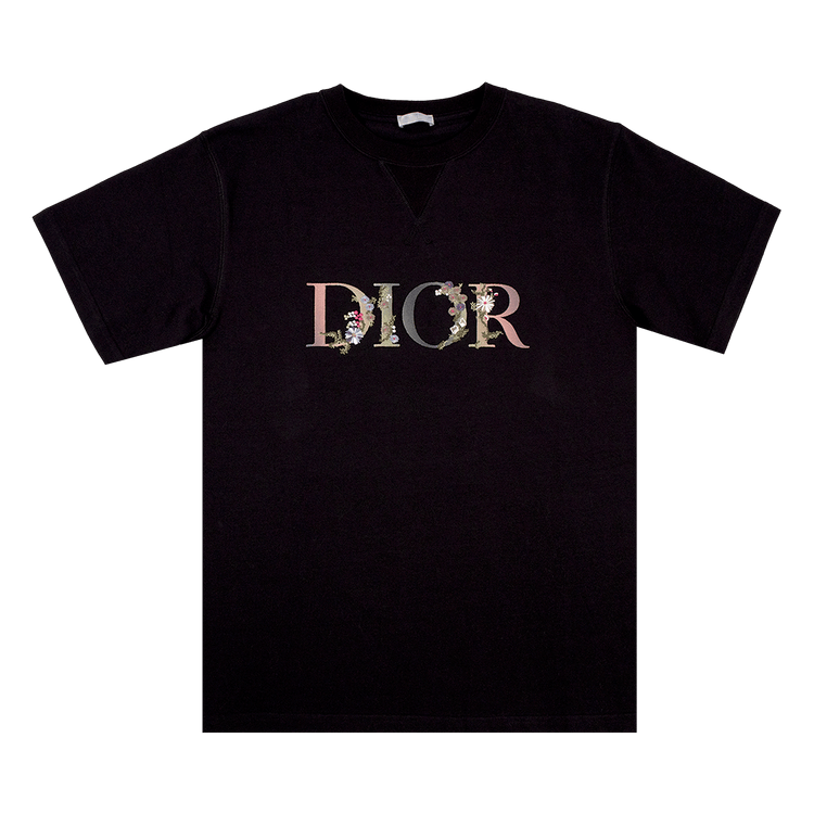 Dior Flowers Embroidered T-Shirt "Black"