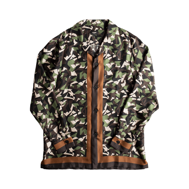 Fendi Multi Tonal Silk Shirt "Forest Green"