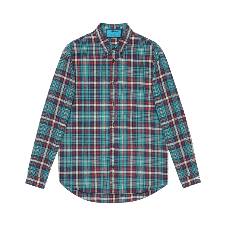 Gucci x Disney Donald Duck GG Check Shirt "Cyan/Red"