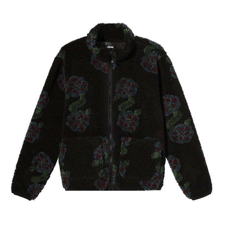 Stussy Flor Sherpa Mock Neck Jacket "Black"