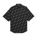 Balenciaga Allover Script Logo Button Down Shirt "Black"