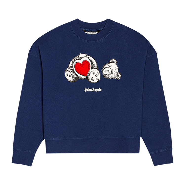 Palm Angels Bear In Love Crewneck "Blue/White"