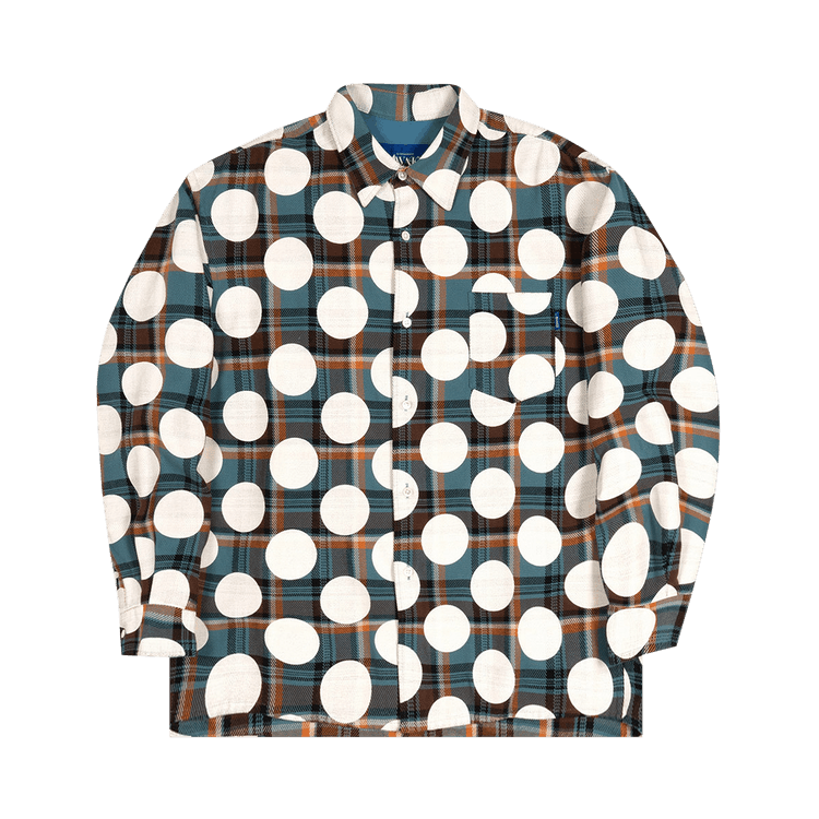 Awake NY Polka Dot Flannel Shirt "Dusty Blue"