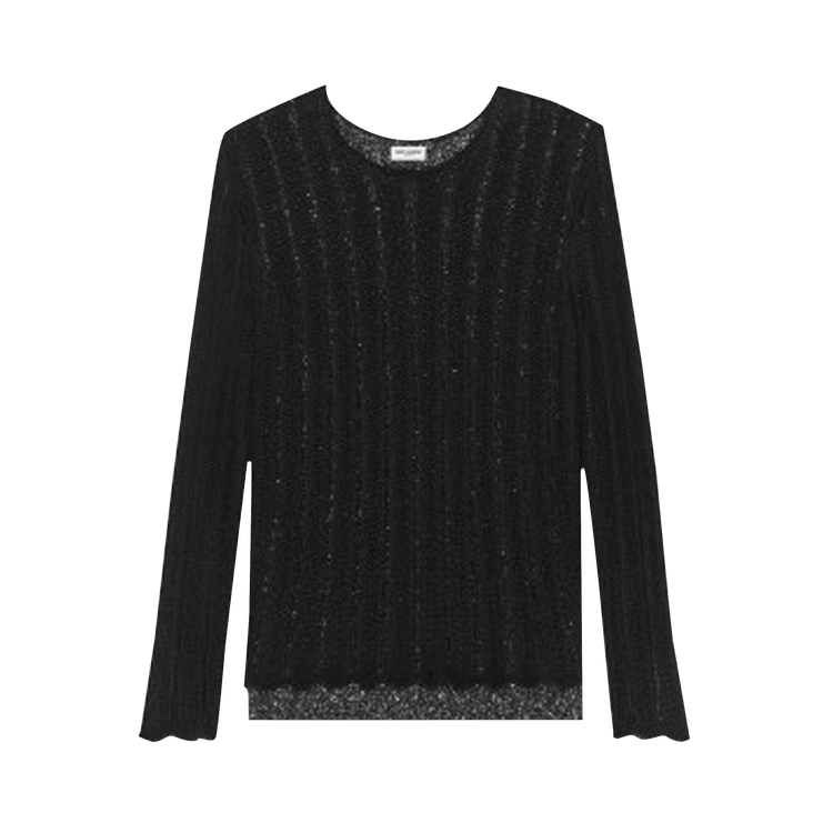 Saint Laurent Layered Knit Sweater With Sequins "Noir/Argent"