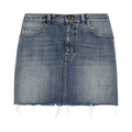 Saint Laurent Classic Raw-Edge Mini Skirt "Sandy Fall Blue"