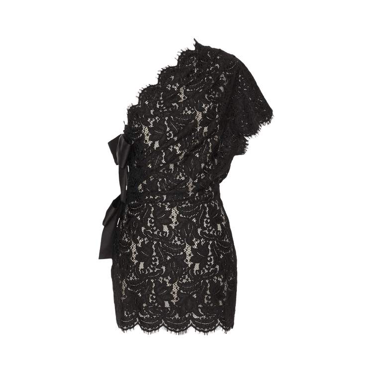 Saint Laurent One Shoulder Dress With Bows "Noir"